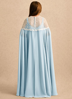 Azazie June Girls Formal Flower Girl Dresses Sky Blue A-Line Lace Stretch Satin Dress image2