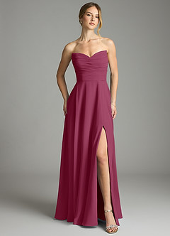 Azazie Ayla Abiti da Damigella Abito A-Line in Chiffon Scollo a Cuore Gelso image5