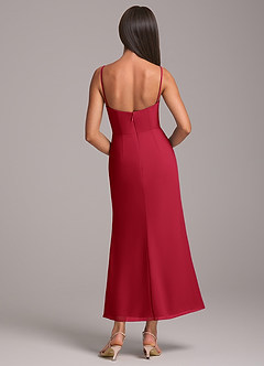 Azazie Saige Bridesmaid Dresses Scarlet Sheath Off the Shoulder Chiffon Convertible Dress image8