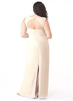 Azazie Flori Abiti da Damigella Abito Tubino in Chiffon Scollo Quadrato Alabastro Bianco image8