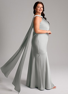 Azazie Kinsley 신부 들러리 드레스 인어 사이드 슬릿 스트레치 새틴 바닥 길이 드레스 image10