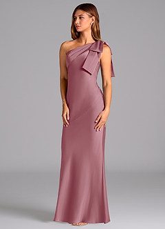 Azazie Yuanna Bridesmaid Dresses Vintage Mauve Mermaid One Shoulder Stretch Satin Dress image4