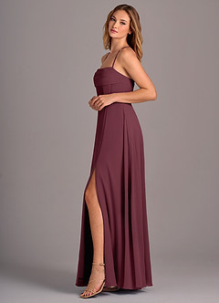 Azazie Carolyn Robes de demoiselle d'honneur Robe Trapèze en Mousseline de soie Plissée Cabernet image3