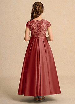 Azazie Bunny Junior Formal Robe Demoiselle D'honneur Fillette Robe Princesse en Dentelle Terracotta image2
