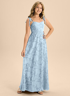 Azazie Rosey Junior Sky Blue A-Line Sweetheart Neckline Floral Burnout Dress image7