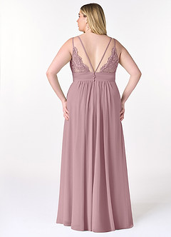 Azazie Maren Allure Brautjungfernkleider A-Linie V-Hals Spitze Chiffon Kleider Altrosa image7