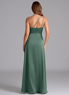 Azazie Trina Bridesmaid Dresses Eucalyptus A-Line One Shoulder Stretch Satin Dress image2