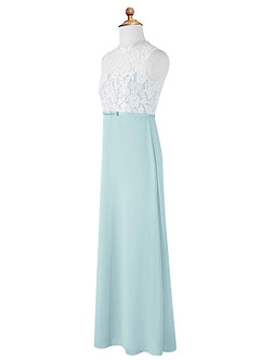 Azazie Rana Junior Sea Glass A-Line Lace Chiffon Dress image7
