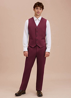 front Ethan Burgundy Refined Weave Suit Vest