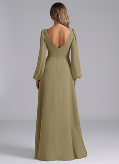 Azazie Liah 신부 들러리 드레스 A라인 긴팔 쉬폰 바닥 길이 드레스 image6