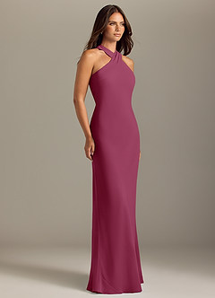 Azazie Doretta Bridesmaid Dresses Mulberry Mermaid Pleated Chiffon Dress image3