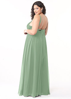 Azazie Aziza Bridesmaid Dresses Matcha A-Line V-Neck Pleated Chiffon Dress image10