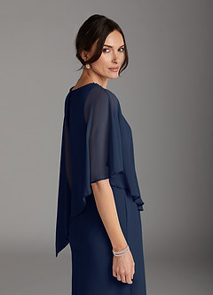 Azazie Sparrow Mère de la mariée Robes Robe Fourreau en Mousseline de soie Paillettes Bleu Marine Foncé image5