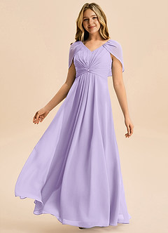 Azazie Emma Junior A-Linie Plissee Chiffon Kleid Flieder image4