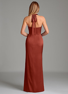 Azazie Serenity Bridesmaid Dresses Terracotta Mermaid Sweetheart Neckline Stretch Satin Dress image6