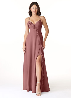 Azazie Tarni Bridesmaid Dresses Desert Rose A-Line Chiffon Dress image1