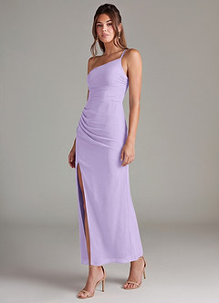Azazie Eren Abiti da Damigella Abito Sirena in Chiffon Monospalla Lilla image5