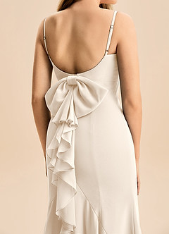 Azazie Lioren Junior White Alabaster Mermaid Bow Chiffon Dress image6