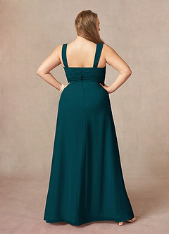 Azazie Weisz Mother of the Bride Dresses Pine A-Line Square Neckline Pleated Chiffon Dress image12
