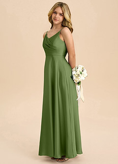 Azazie Bug Junior Juniper A-Line Pleated Stretch Satin Dress image7