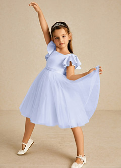 Azazie Kaeya Flower Girl Dresses Lavender A-Line Bow Tulle Dress image2