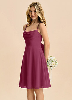 Azazie Bear Junior Mulberry A-Line Pleated Chiffon Dress image4