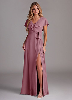 Azazie Lainey Bridesmaid Dresses Vintage Mauve A-Line with Pockets Chiffon Dress image3
