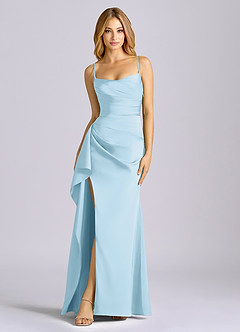 Azazie Sarai Robes de demoiselle d'honneur Robe Fourreau en Satin extensible Corset Bleu Ciel image3