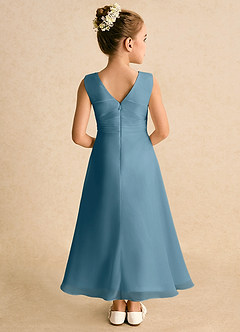 Azazie Edelweiss Flower Girl Dresses Bermuda A-Line Pleated Chiffon Dress image6