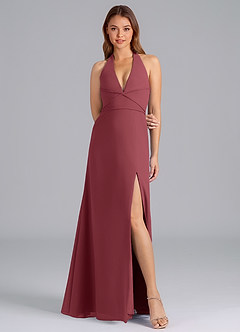 Azazie Odie Bridesmaid Dresses Merlot A-Line Chiffon Dress image4