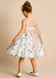 Azazie Peppa vestidos de niña de las flores Vestido de Marfil Rosa Inglesa de Tul de Corte En A con Escote de Corazón image5