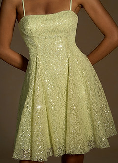 Xenia Staubiges Grün Pailletten-Minikleid image6
