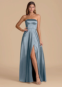 Azazie Wren Bridesmaid Dresses Twilight A-Line Strapless Metallic Satin Dress image1