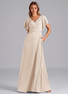 Azazie Ambrosia Brautjungfernkleider A-Linie Plissee Stretch-Satin Kleid Alabaster Weiß image5