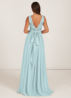 Azazie Gertrude Bridesmaid Dresses Mist A-Line Lace Chiffon Dress image2