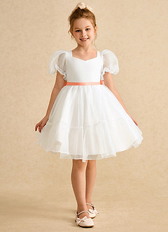 Azazie Debbie vestidos de niña de las flores Vestido de Marfil Ocaso de Organza de Princesa con Escote de Corazón image8