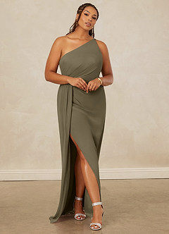 Christian Siriano Bridal for Azazie 1003 Robes de demoiselle d'honneur Robe Fourreau en Mousseline de soie Ue épaule Vert Saule image8