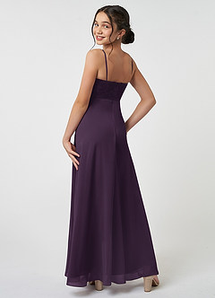 Azazie Sonya Junior Plum A-Line Lace Chiffon Dress image4