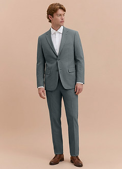 front Miles Grey Seersucker Suit Jacket