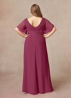 Azazie Alessa Mother of the Bride Dresses Mulberry A-Line V-Neck Pleated Chiffon Dress image8