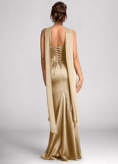 Calista Dark Champagne Luminous Satin Maxi Dress image2