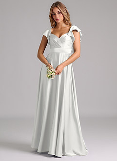 Azazie Leilani Bridesmaid Dresses White A-Line Ruched Stretch Satin Dress image7