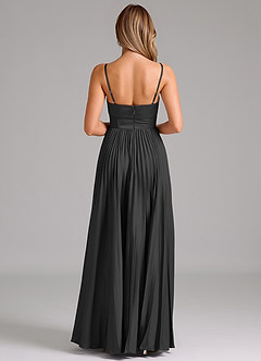 Azazie Akiko Brautjungfernkleider A-Linie Herzausschnitt Stretch-Satin Kleid Schwarz image2