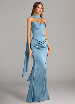 Azazie Sorrel Bridesmaid Dresses Steel Blue Mermaid Strapless Stretch Satin Convertible Dress image3