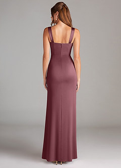 Azazie Denice Bridesmaid Dresses Desert Rose Sheath Pleated Stretch Satin Dress image2