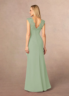 Azazie Gladys Mother of the Bride Dresses Dusty Sage A-Line Queen Anne Lace Chiffon Dress image4