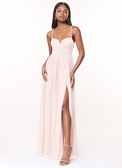 Azazie Marsol Final Sale Cabernet A-Line Corset Mesh Dress image1