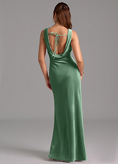 Azazie Rylina Bridesmaid Dresses Eucalyptus Mermaid Bow Velvet Dress image2