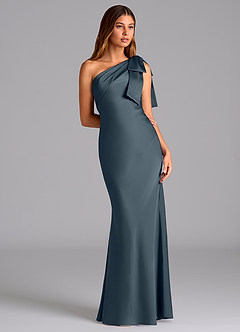 Azazie Yuanna Bridesmaid Dresses Twilight Mermaid One Shoulder Stretch Satin Dress image5