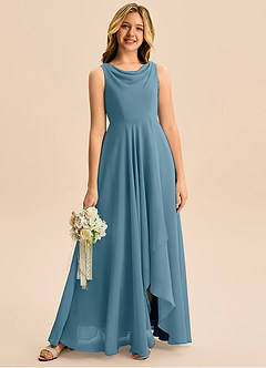 Azazie Mannie Junior Bermuda A-Line Pleated Chiffon Dress image1